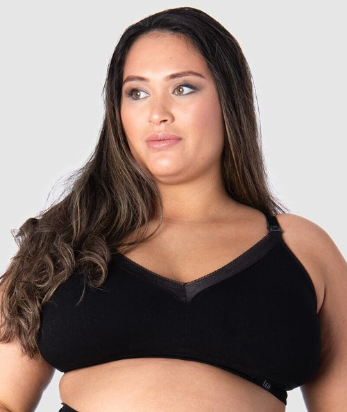 Hotmilk Caress Seamfree Bamboo Full Cup Wirefree Bra - Black - Curvy Bras