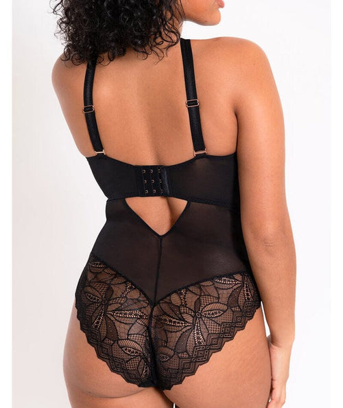 Scantilly Opulence Stretch Lace Bodysuit - Black - Curvy Bras