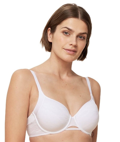 Xiushiren White Simple T-shirt Bralette with Wire Padded Bra Push