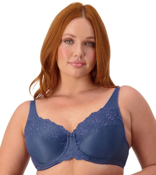 Triumph Embroidered Minimizer Bra - Indigo Blue - Curvy Bras