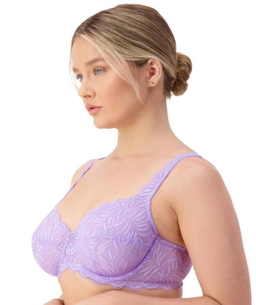 EMPIRE SATIN LAVENDAR BALCONETTE BRA 34 B B/C 34 B C 34C UNDERWIRES PLEATED  NICE 