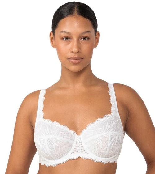 Non-padded Lace Balconette Bra - White - Ladies