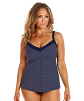 Capriosca Chlorine Resistant Navy & White Dot Tank One Piece - Curvy