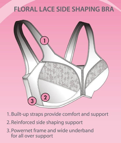 Exquisite Form Fully Front Close Wire-free Posture Bra With Lace - Bei -  Curvy Bras