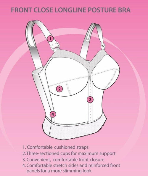 Exquisite Form Fully Front Close Longline Posture Wire-Free Bra - Whit -  Curvy
