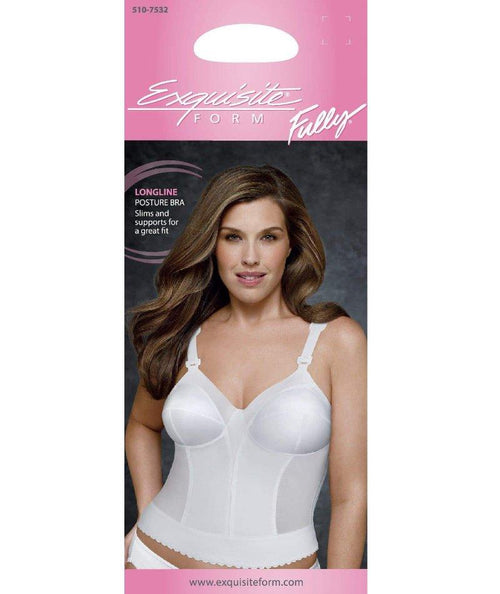 EXQUISITE FORM 5107565 Fully Slimming Wireless Back & Posture Support  Longline Bra with Front Closure & Lace, White, 34B : : Clothing,  Shoes & Accessories