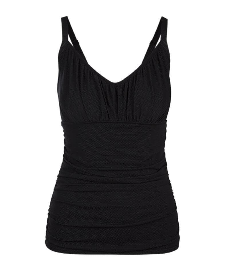 Capriosca Honey Comb Underwire Tankini Top Swimsuit - Black - Curvy