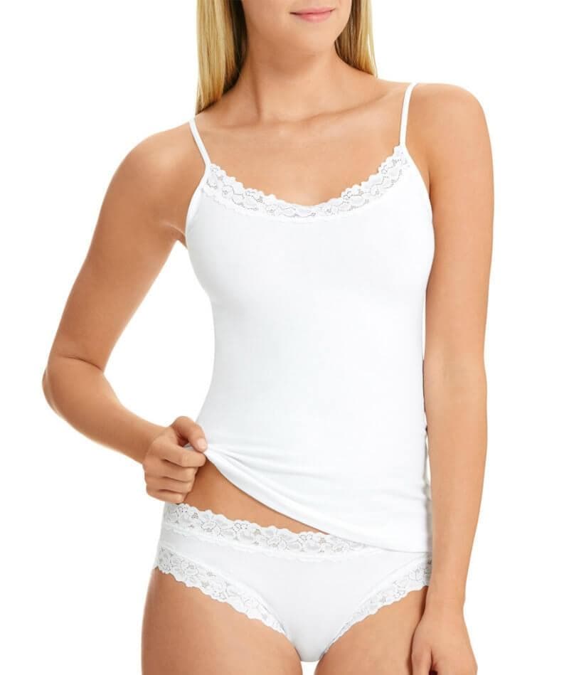 Cotton Bra Cami in White  White Women's Camisole - Cotton Cami