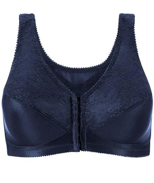 Womens Full Coverage Front Closure Wire Free Back Support  Posture Bra Persian Blue 46B