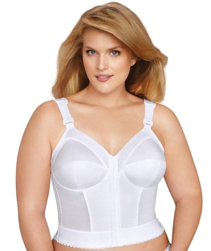 Exquisite Form Fully Front Close Longline Posture Wire-Free Bra - Whit -  Curvy