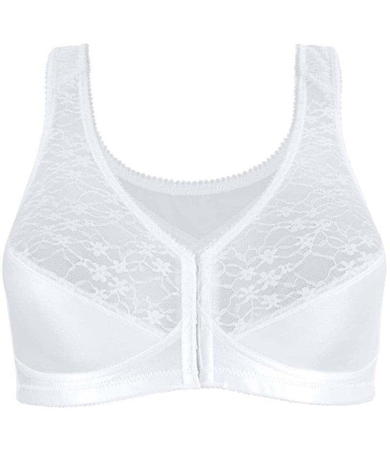 Exquisite Form Fully Front Close Posture Bra With Lace - White - Curvy