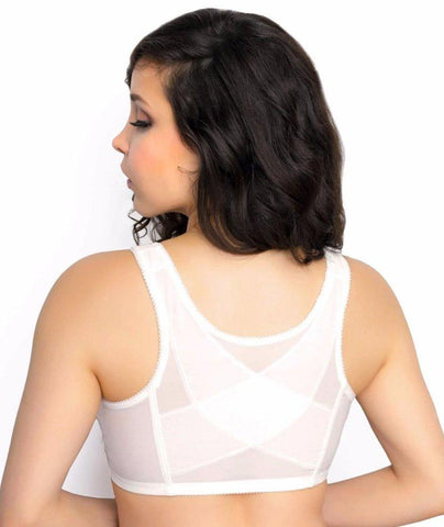  Womens Front Closure Wirefree Post Surgery Plus Size Back  Support Posture Bra Soft Pink 34G