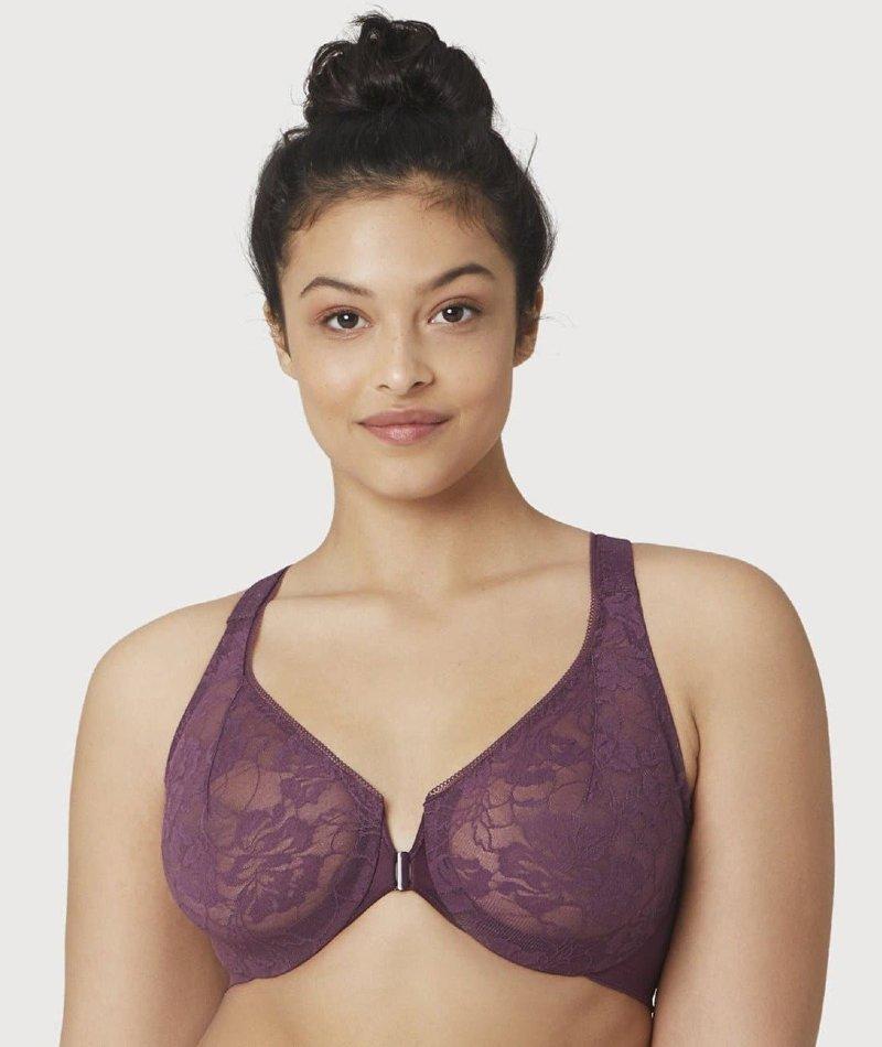 Just My Size Easy-On Front Close Wirefree Bra Black 42C Women's