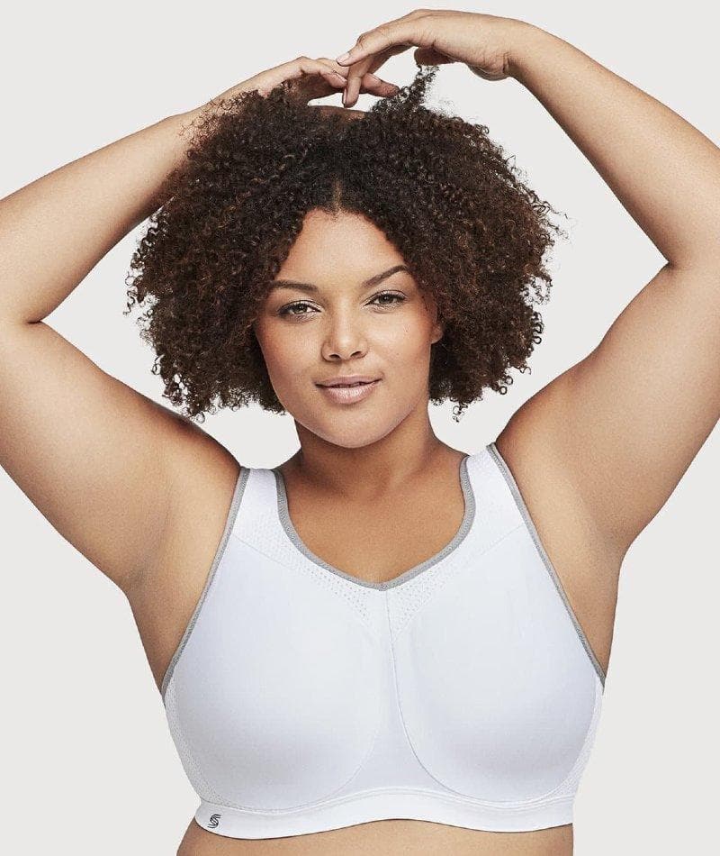 Women's High Impact Plus Size Large Bust Sports Bra White Size XL