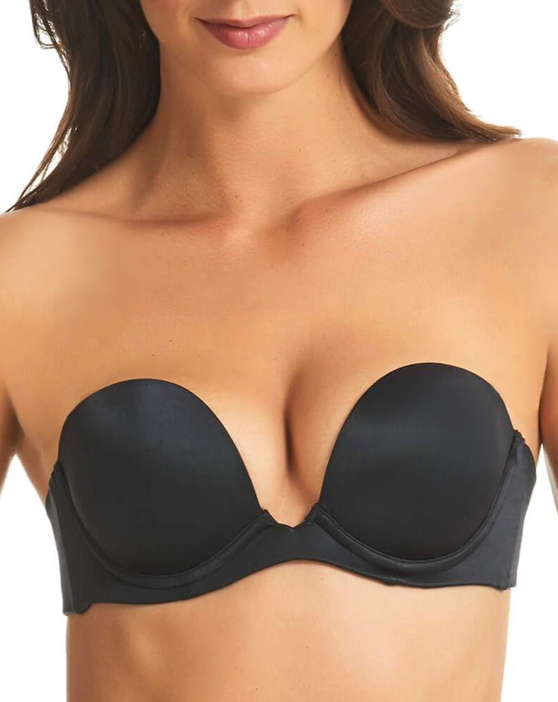 Fine Lines Women's Memory Low Cut Strapless 4 Way Convertible Bra MM017 32E  Black at  Women's Clothing store