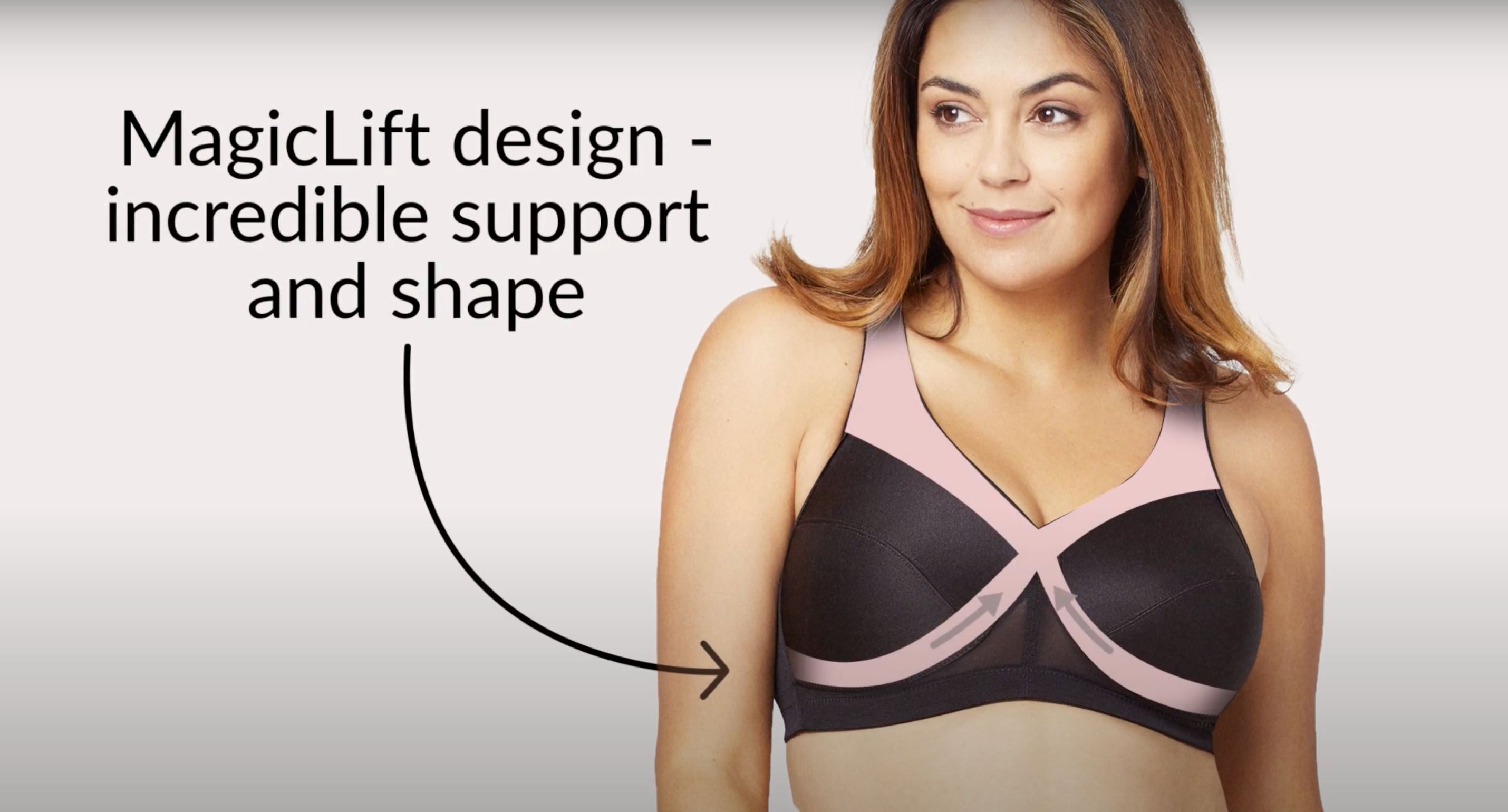 Glamorise MagicLift Active Wire-free Support Bra - Black - Curvy Bras