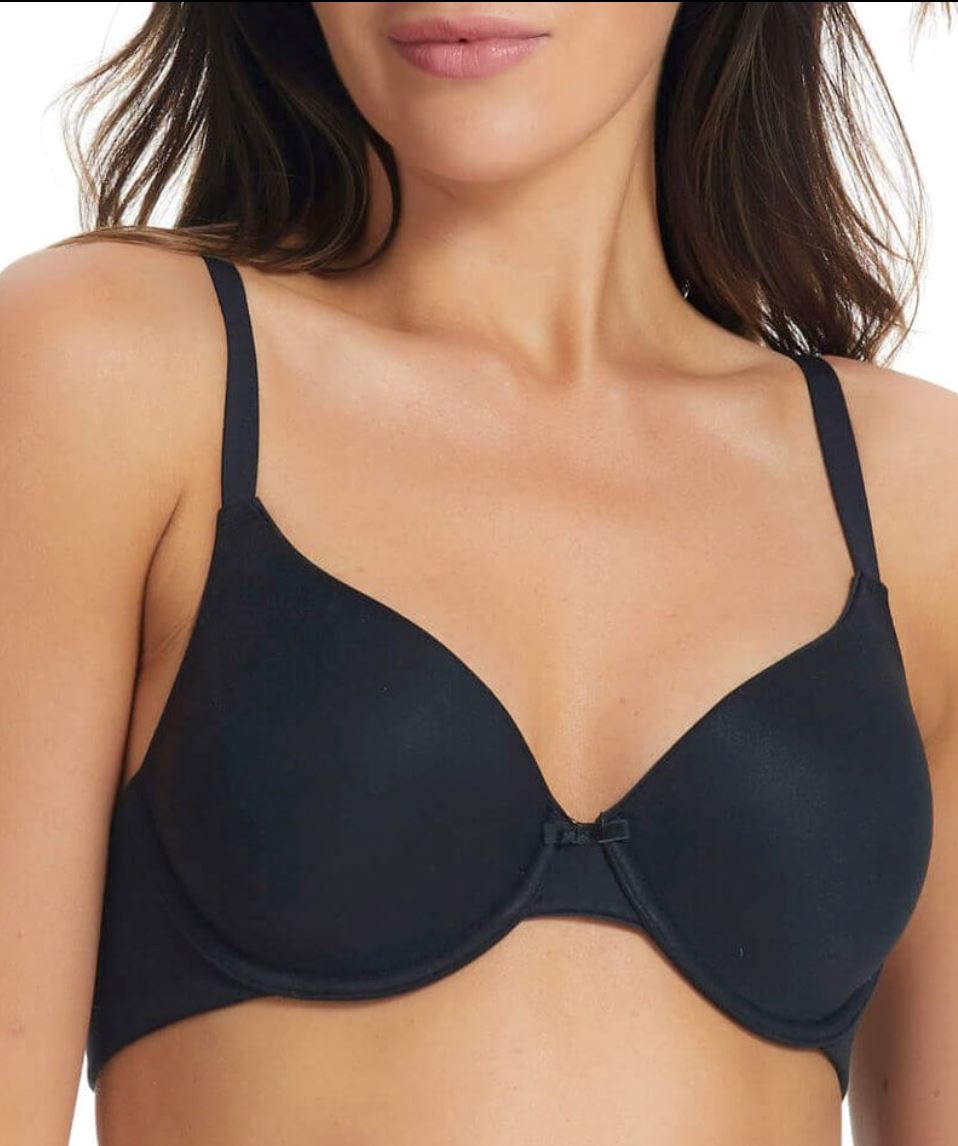 Finelines Memory Full Coverage T-Shirt Bra - Black - Curvy Bras