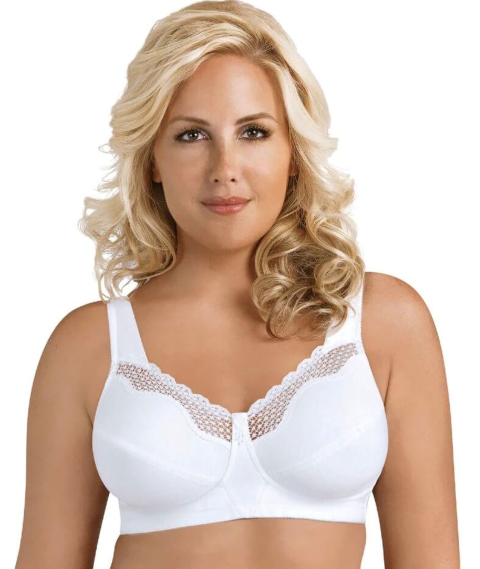 Exquisite Form Fully Cotton Soft Cup Wire-free Bra With Lace - Damask -  Curvy Bras