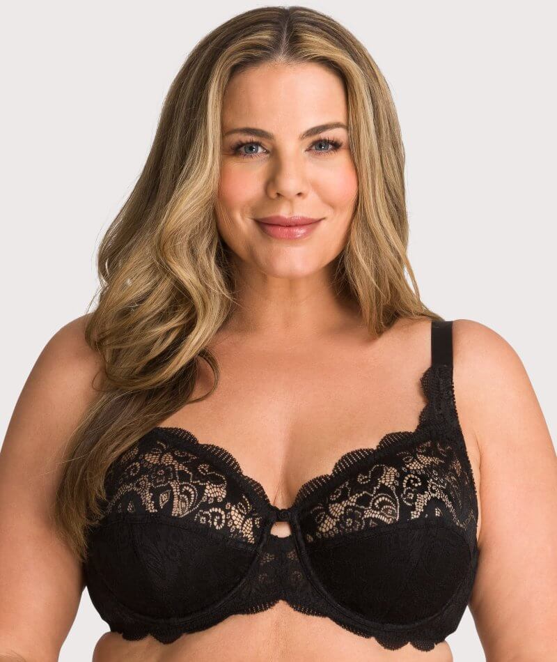 Ava & Audrey Lucille Lace Underwired Full Cup Bra - Black - Curvy Bras