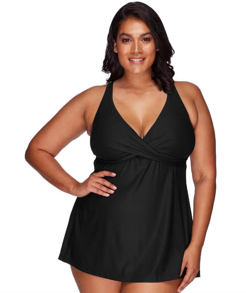 Artesands Hues Delacroix Cross Over D-G Cup Swimdress - Black - Curvy Bras