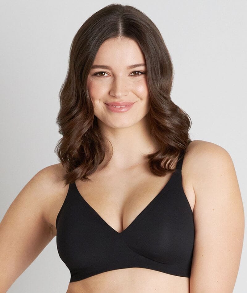 Bendon Comfit Collection Soft Cup Wire-free Plunge Bra - Black - Curvy Bras