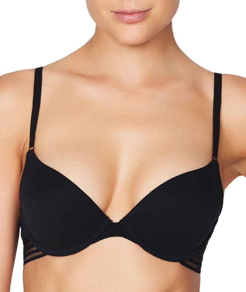 Me. by Bendon Stripe Elastic & Papertouch Demi Bra - Black - Curvy Bras