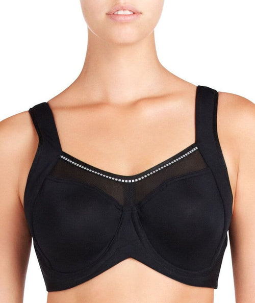 Sport Non Padded Wired Full Coverage Full Support High Intensity Sports Bra  - Black