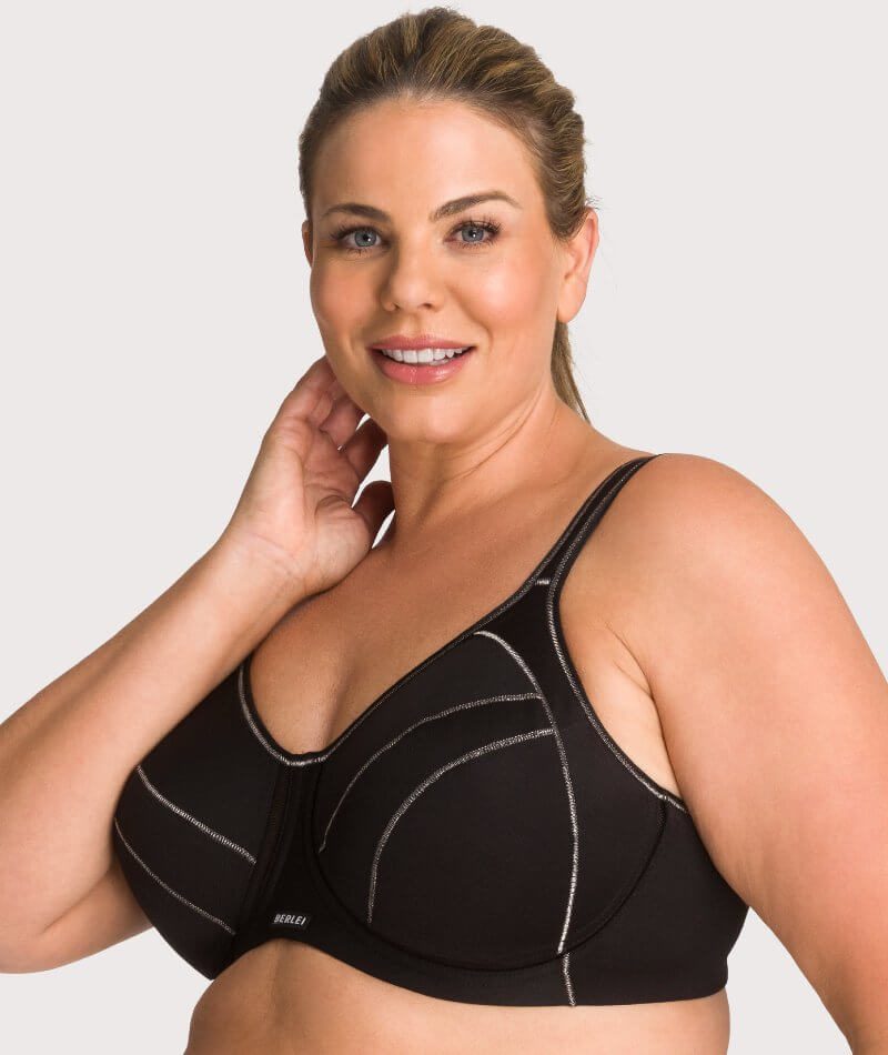 Berlei Full Support Sport Underwire Bra - Black - Curvy Bras