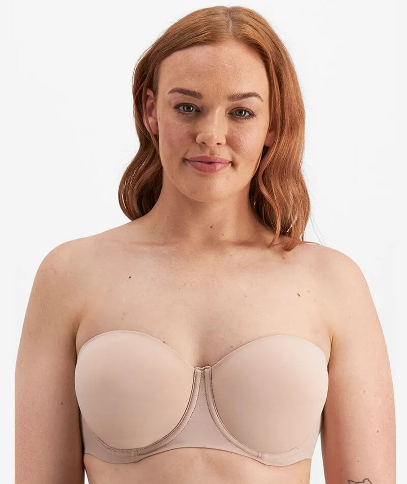 La Senza Nude-Coloured Solid Underwired Lightly Padded Strapless Bandeau  Bra 11156843-20BH