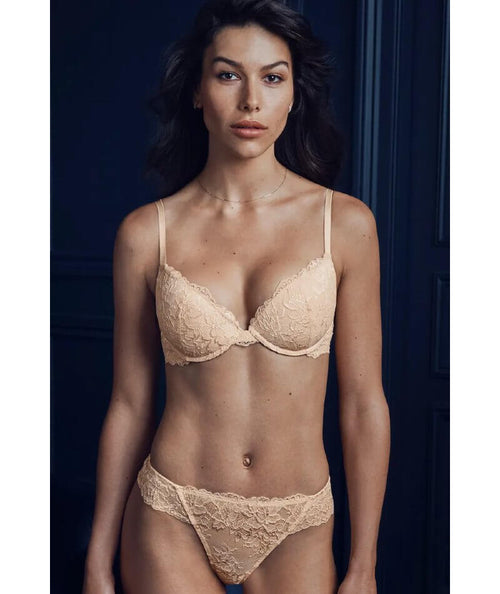 Temple Luxe Lace Level 1 Push Up Bra In Beige