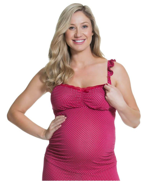 Cake Maternity Rhubarb Torte Maternity & Nursing Camisole - Red - Curvy Bras