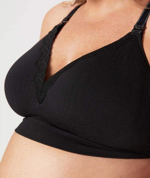 Cake Maternity Freckles Recycled Wire Free Nursing Bra for Breastfeeding,  Wireless Maternity Bra (for B-E Cups), Black, Large 