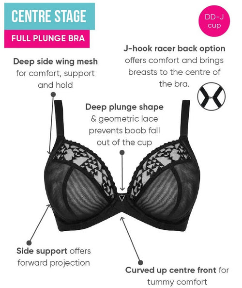 Deep plunge lace bra - Black - Ladies