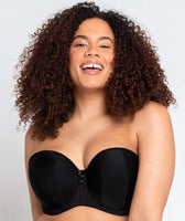 Elila Underwired Satin Strapless Longline - Black - Curvy