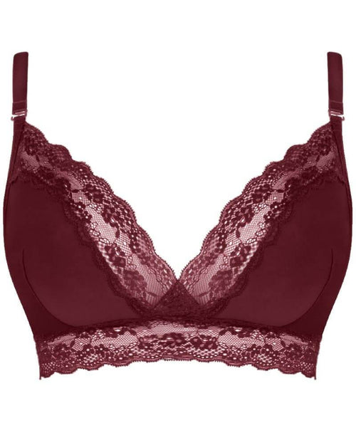 Curvy Kate Fuller Bust Twice The Fun reversible non wired lace trim bralette  in black and oxblood