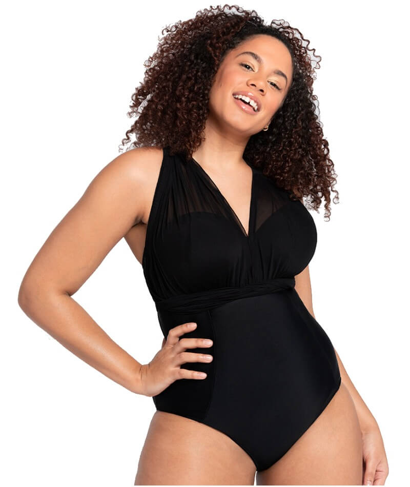 Freya BLACK Back To Black Underwire One-Piece Swimsuit, US 34DDD
