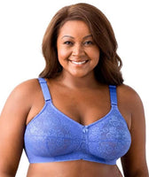 Elila Plus Size Wirefree Stretch Lace Soft Cup Bra (Plum,40 F) at