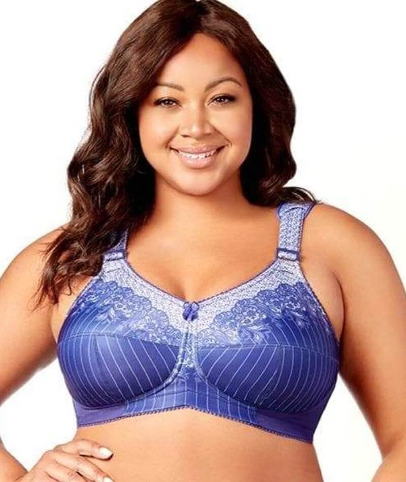 Elila Printed Full Coverage Wire-free Bra - Blue White - Curvy Bras