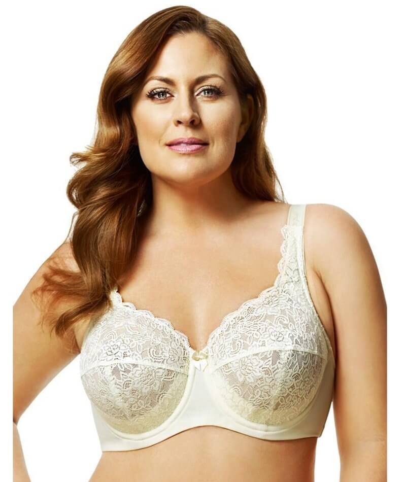 Elila Embroidered Lace Wire-Free Bra - White - Curvy
