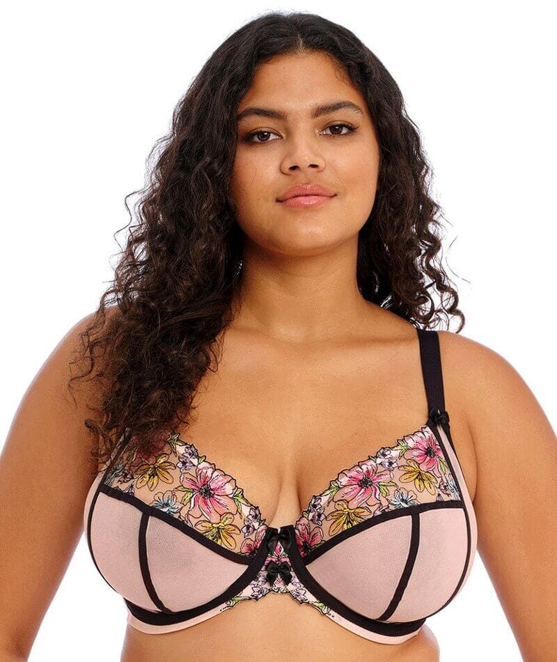  Womens Full Coverage Underwired Plus Size Floral Lace Bra  Non Padded Comfort Bra 44H Pink