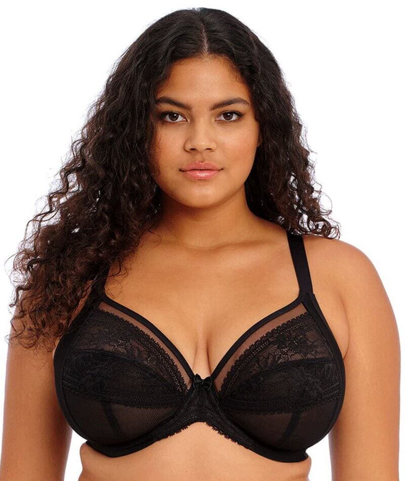 Elomi Kendra Underwired Plunge Bra - Black - Curvy Bras