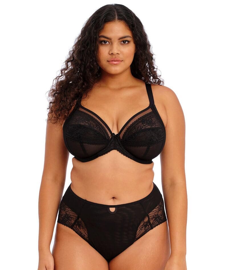 Elomi Kendra Underwired Plunge Bra - Black - Curvy Bras