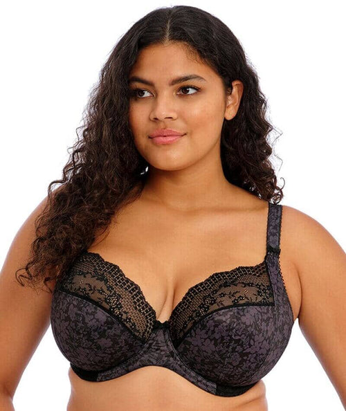 Elomi Womens Plus Size Charley Stretch Lace Underwire Plunge Bra, Black, 34J  - Bass River Shoes