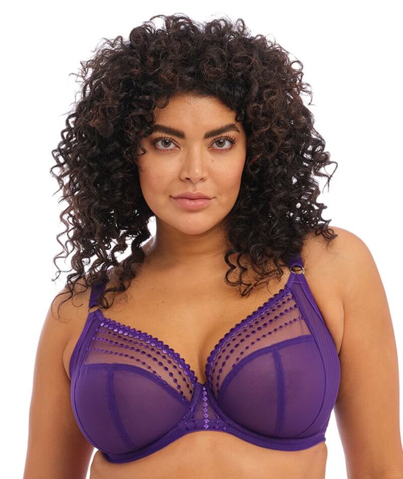 Elomi Underwire Bra size 38I Lilac Purple Sheer Mesh Unlined Back Closure  NWOT