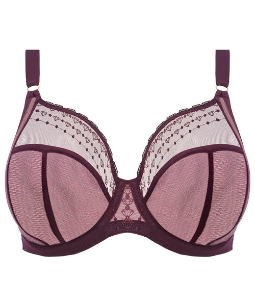 Elomi Matilda Underwired Plunge Bra - Wine Diamond - Curvy Bras