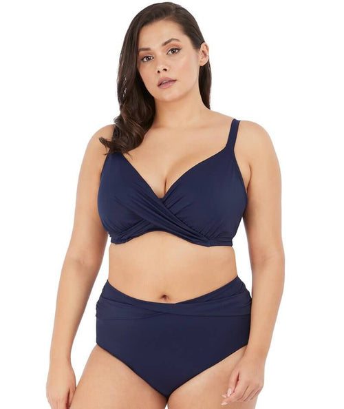 Elomi Indie Crochet Underwire Plunge Multiway Bikini Top In Indigo 7536