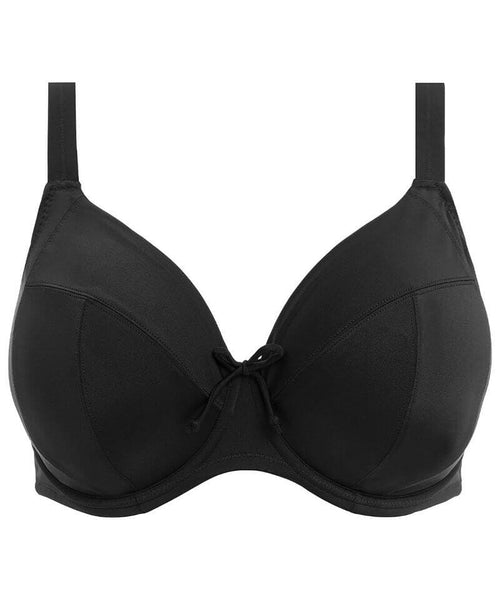 Elomi Swim Plain Sailing Underwired Plunge Bikini Top - Black - Curvy Bras