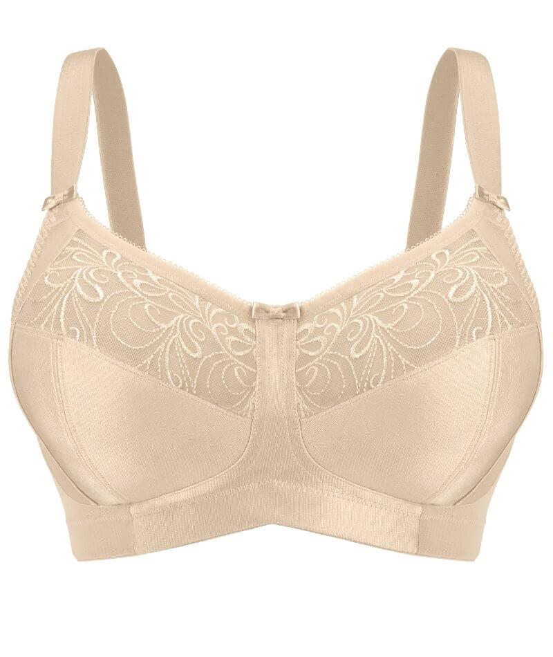 Exquisite Form Fully Soft Cup Bra With Embroidered Mesh - Nude - Curvy