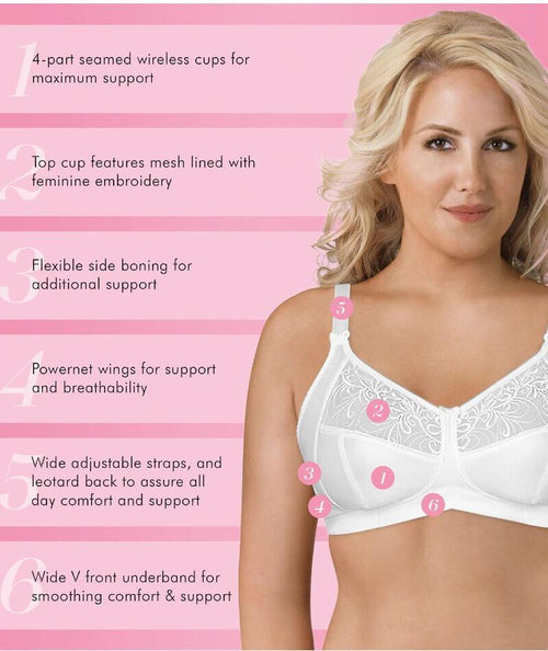 Exquisite Form #9675123 FULLY Full-Support T-Shirt Bra, Seamless Cups,  Stretch Satin, Underwire, Sizes 36C - 42DD 