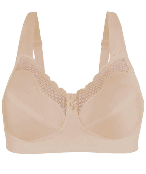 Exquisite Form Fully Cotton Soft Cup Wire-Free Bra With Lace - Damask -  Curvy